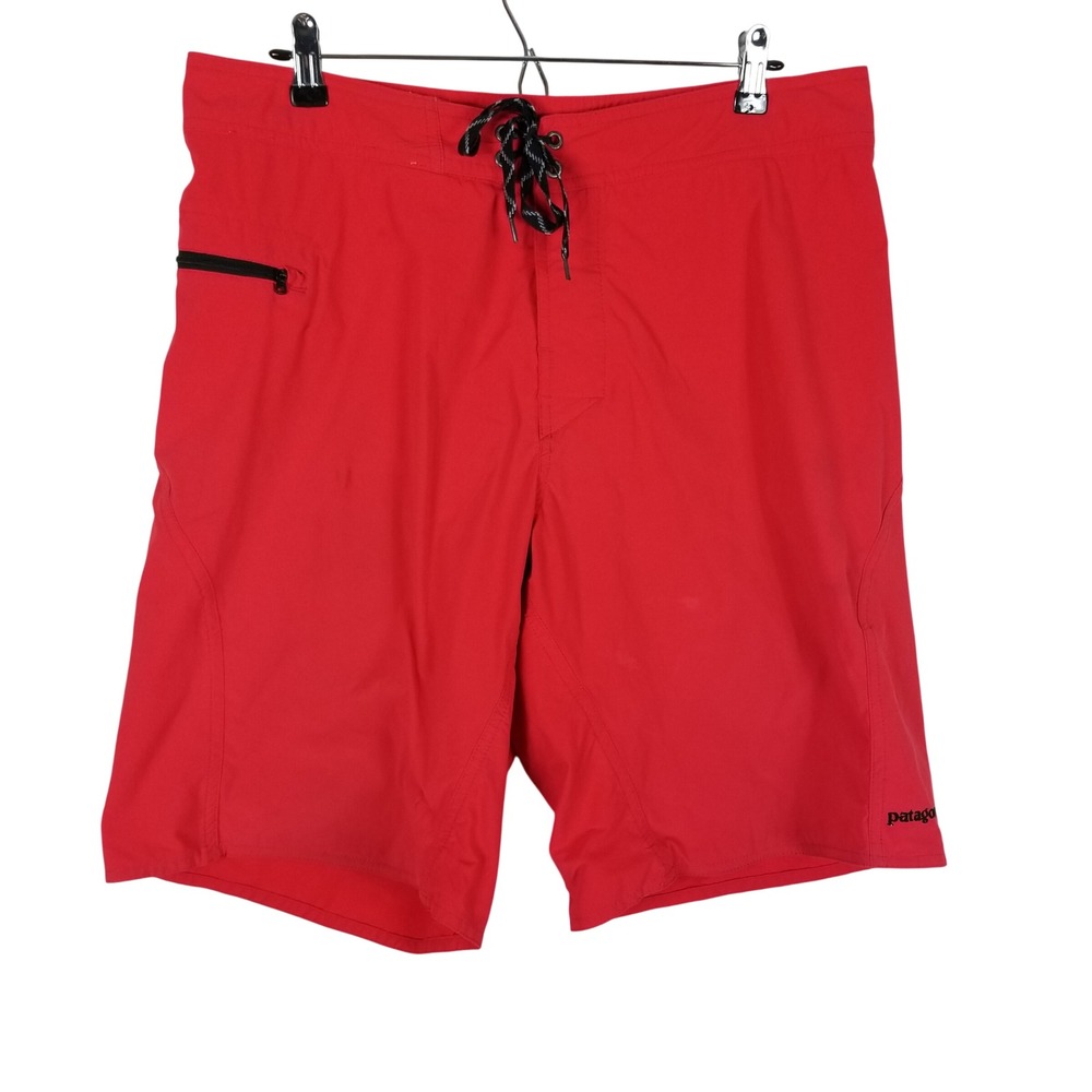 Patagonia Board Shorts Mens 35 Red Nylon Stretch Quick Dry Swim Trunks